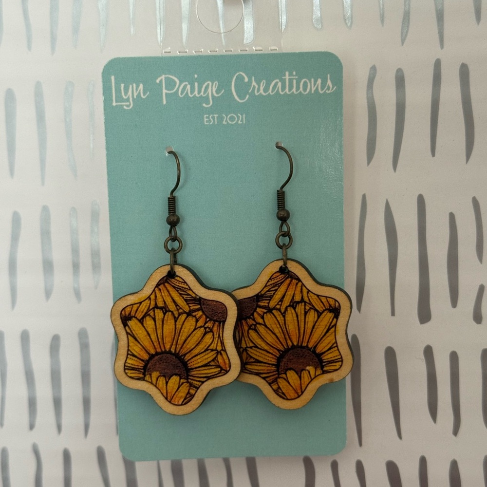 Sunflower Wooden Earrings